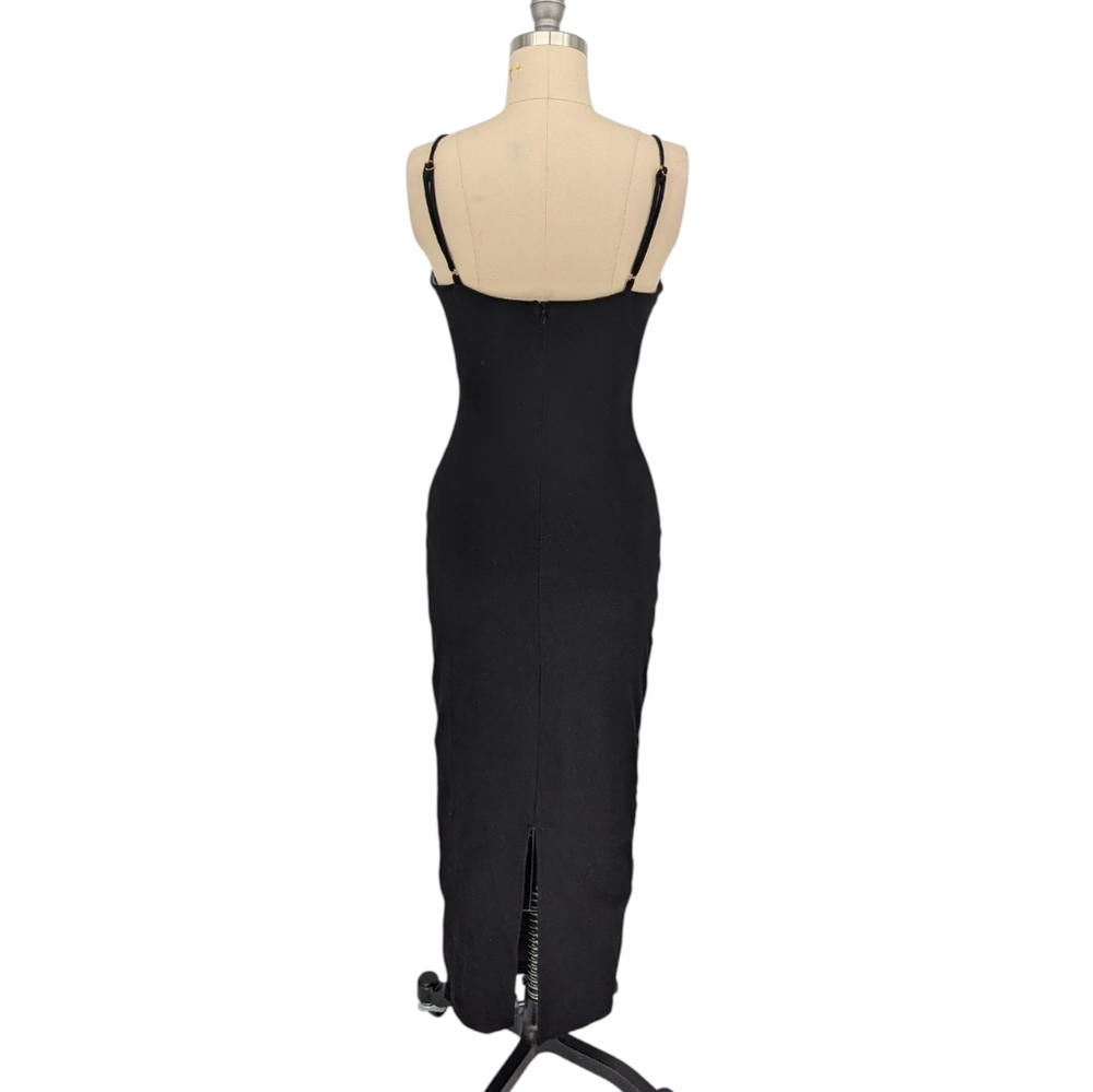 00336 Blanc Circle Bust Pencil Midi Dress Black size Small sexy punk clubbing - Picture 2 of 6
